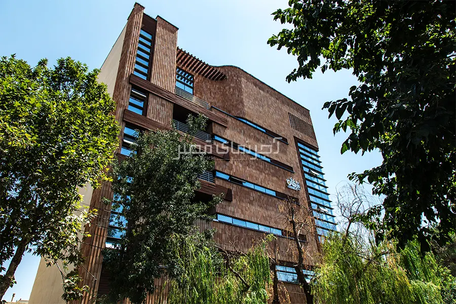 نمونه پروژه آجرنما شاموتی رندوم ساختمان تجاری
