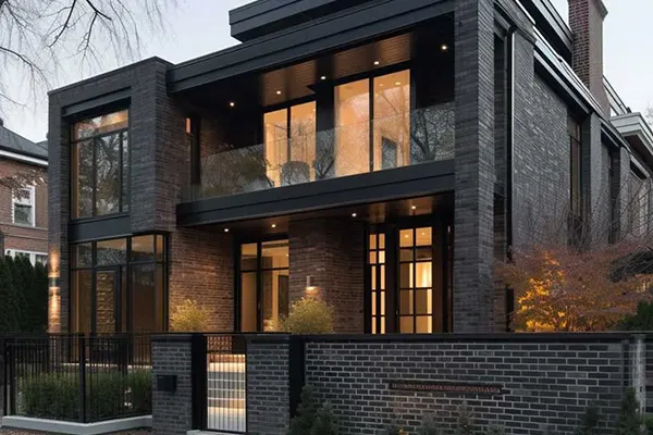 نمای آجری مدرن ویلا با آجر نسوز مشکی