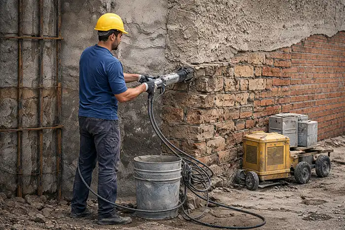 مقاوم سازی دیوار آجری با تزریق دوغاب